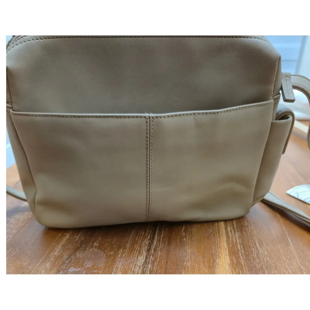 Y2K Worthington Leather Organizer Bag Women Taupe Multi-Pocket NWT Crossbody VTG